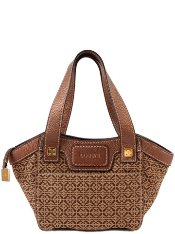 LOEWE Canvas Anagram Pattern Logo Charm Tote Bag Brown