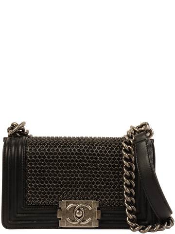 CHANEL Around 2014 Made Boy  Chain Shoulder Bag Black