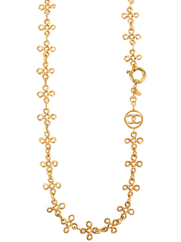 CHANEL 1993 Made Circle Cutout Cc Mark Design Chain Necklace Gold