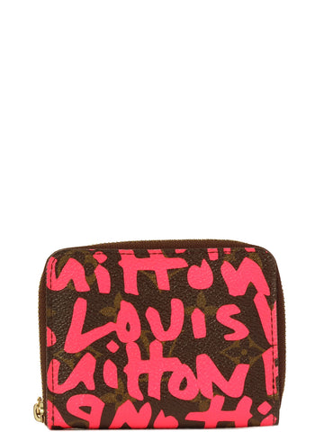 LOUIS VUITTON 2009 Made Graffiti Zippy Coin Purse Brown/Pink