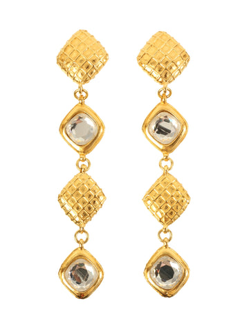 CHANEL Diamond Motif Bijoux Swing Earrings Gold