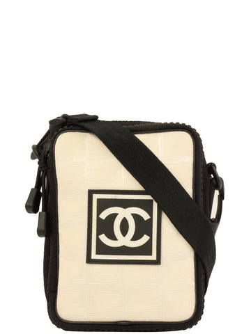 CHANEL Around 2003 Made Sport Line Cc Mark Shoulder Bag Black/White