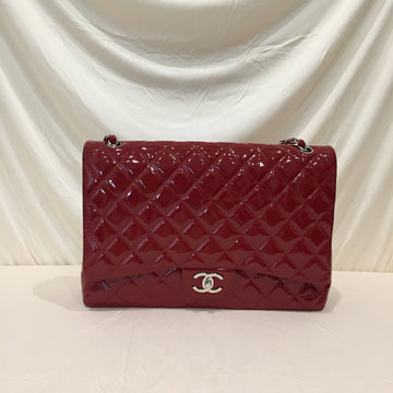 LOUIS VUITTON Chanel Red Patent Maxi Classic Double Flap Shoulder Bag Sku# 72364