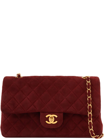 CHANEL Around 1997 Made Suede Classic Flap Chain Bag 25Cm Bordeaux