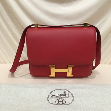 Hermes Red Leather Constance 23 Crossbody Bag Sku# 73176