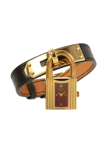 HERMES 1995 Made Kelly Watch Gold/Black