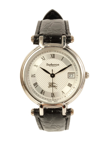 BURBERRY Round Logo Face Watch Silver/Black