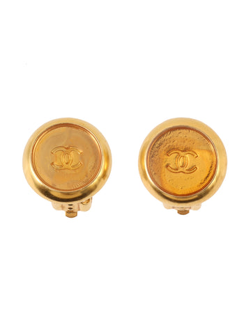 CHANEL 1999 Made Mini Round Cc Mark Earrings Gold