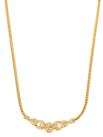 DIOR Rhinestone Design Necklace Gold