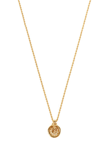 DIOR Rhinestone Logo Plate Necklace Gold