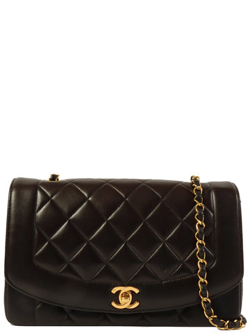 CHANEL Around 1995 Made Diana Flap Chain Bag 25Cm Black