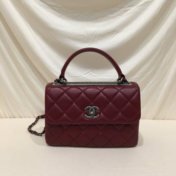 Chanel Red Calfskin Trendy CC Top Handle Shoulder Bag Sku# 73375