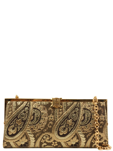 CELINE Paisley Pattern Macada Plate Chain Bag Gold/Khaki
