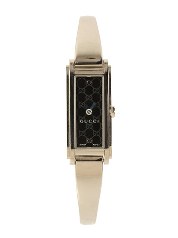 GUCCI Rectangular Gg Face Bangle Watch Silver/Black