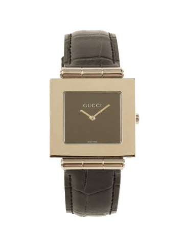 GUCCI Square Face Logo Watch Silver/Black