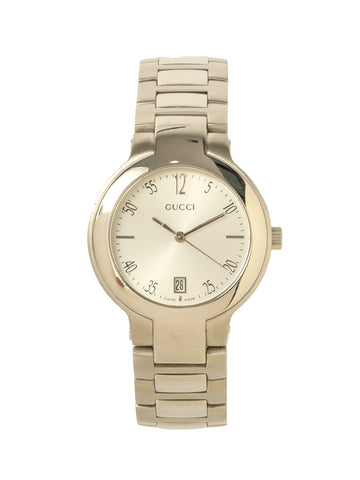 GUCCI Boys Round Logo Face Watch Silver