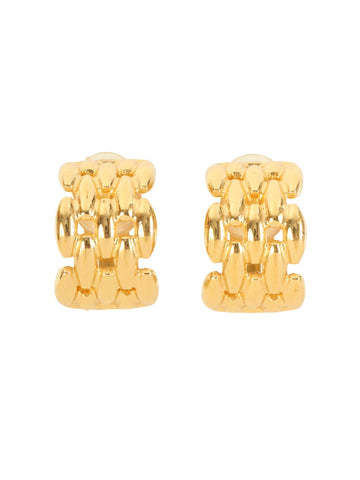 DIOR Chain Design Hoop Earrings Gold