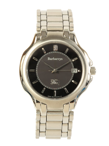 BURBERRY Round Logo Face Watch Silver/Black