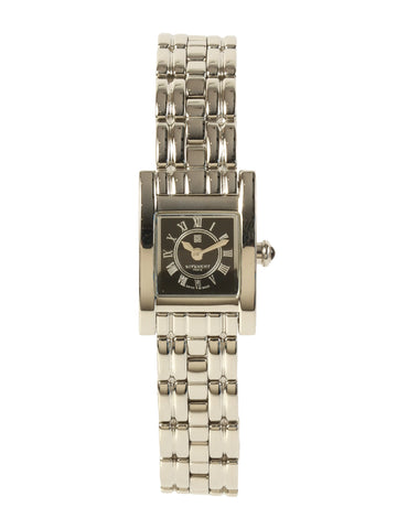 GIVENCHY Square Logo Face Watch Silver/Black