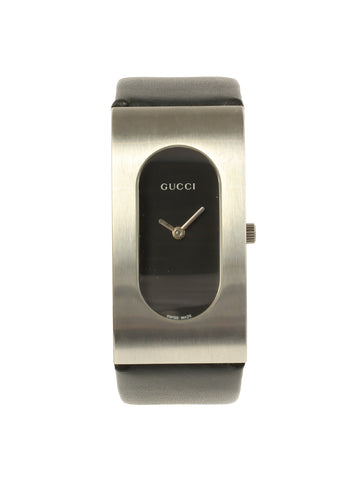 GUCCI Square Logo Face Watch Silver/Black