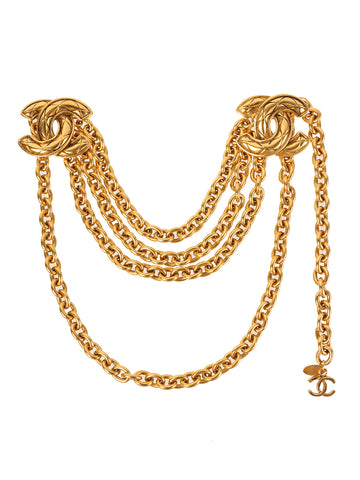 CHANEL Matelasse Stitch Cc Mark Chain Belt Gold