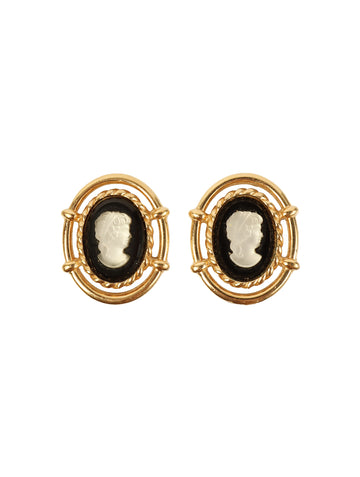 BURBERRY Cameo Motif Earrrings Gold/Black