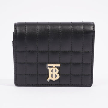 Burberry Quilted Small Lola Folding Wallet Black Lambskin Leather