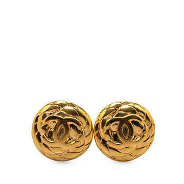 CHANEL Gold Plated CC Clip On Earrings Costume Earrings