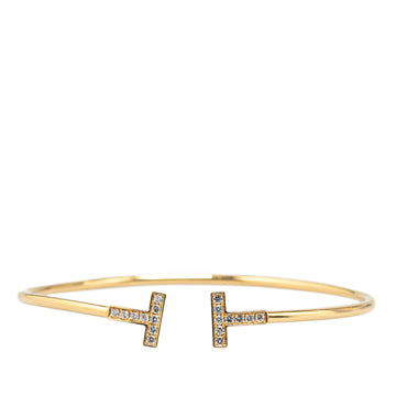 18K Tiffany T Diamond Wire Bangle Bracelet