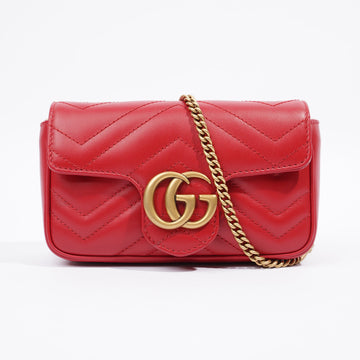 Gucci GG Marmont Red Matelasse Leather Super Mini