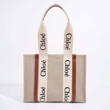 Chloe Woody Tote Sandy Grey Canvas Medium