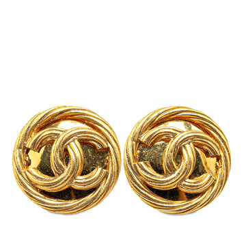 CHANEL Gold Plated CC Clip On Earrings Costume Earrings