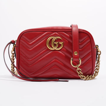 Gucci Marmont Zip Bag Red / Gold Matelasse Leather Mini