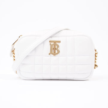 Burberry Mini Lola Camera White Lambskin Leather