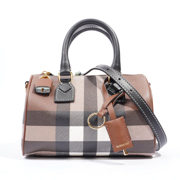 Burberry Mini Check Bowling Bag Dark Briar Brown Polyurethane