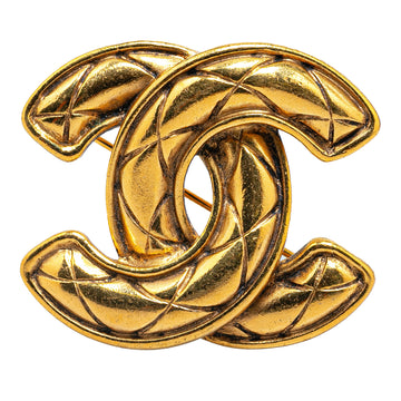 CHANEL Gold-Plated CC Quilted Brooch Costume Brooch