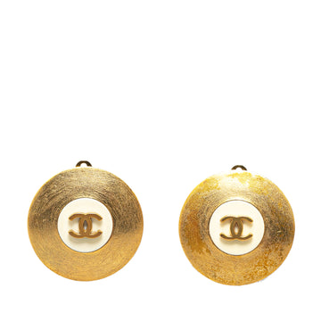 CHANEL Gold Plated CC Clip On Earrings Costume Earrings