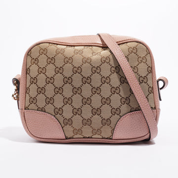 Gucci Mini Bree Messenger Beige And Ebony GG Supreme / Pink Canvas