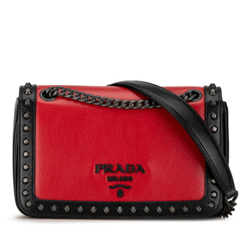 PRADA Studded Glace Calf Crossbody Crossbody Bag