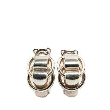 Hermes Sterling Silver Deux Anneau Clip On Earrings Costume Earrings