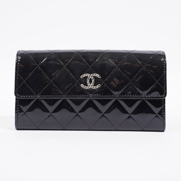 Chanel Quilted Flap Wallet Black Patent Leather