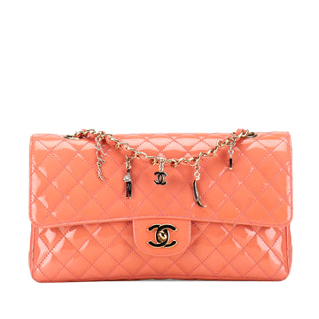 CHANEL Limited Edition Ginza 5th Anniversary Medium Classic Patent Lucky Charms Single Flap Shoulder Bag