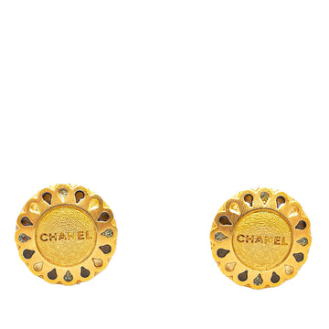 CHANEL Gold Plated CC Clip On Earrings Costume Earrings