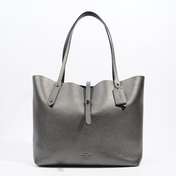 Coach Market Tote Metallic Grey Leather Small