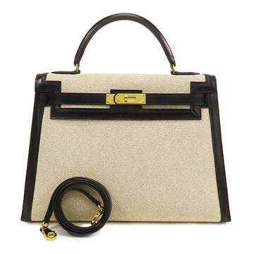 Hermes Box Calf and Toile H Kelly Sellier 32 Satchel