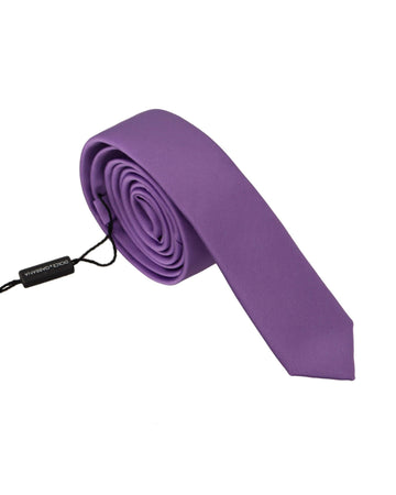 Dolce & Gabbana Men's Purple Solid Print Silk Adjustable Necktie Accessory Tie
