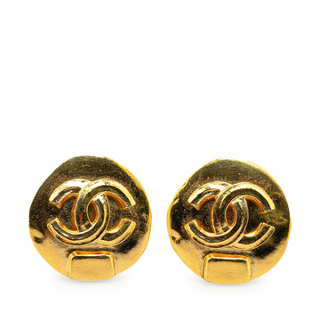 CHANEL Gold Plated CC Clip on Earrings Costume Earrings