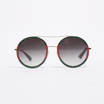 Gucci Round Sunglasses Green / Red / Gold Base Metal 56mm 22mm