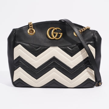 Gucci GG Marmont Zig Zag Black / White Matelasse Leather Medium