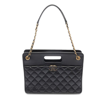 CHANEL CC Quilted Aged Calfskin Shopping Tote Satchel